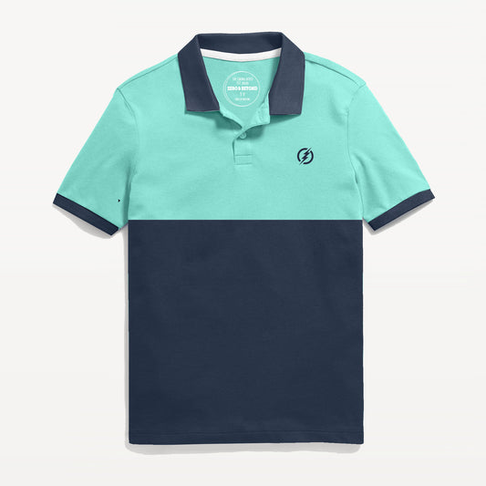 Navy & Aqua Cut & Sew Polo Shirt