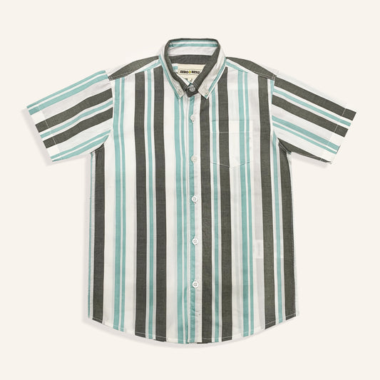 Green Striped Button-Up Shirt