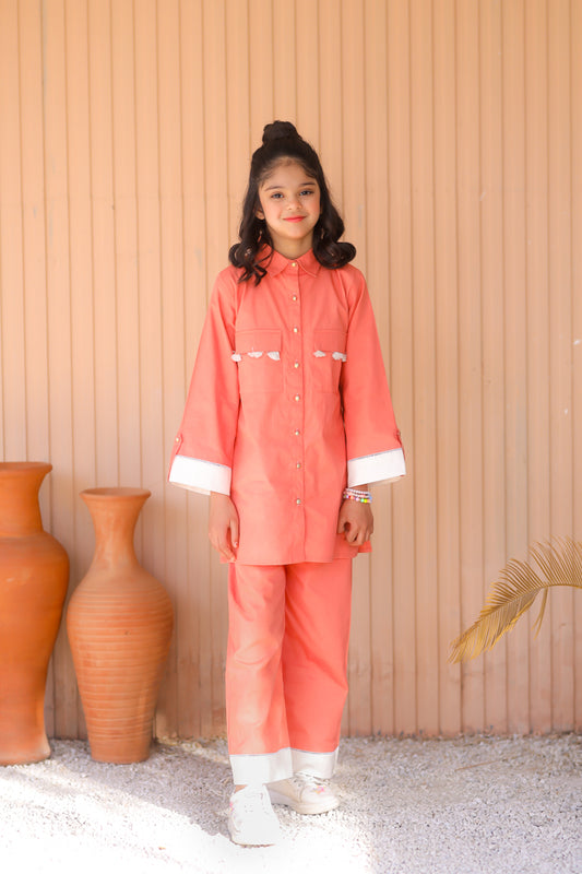 Peach Solid Co-Ord Set