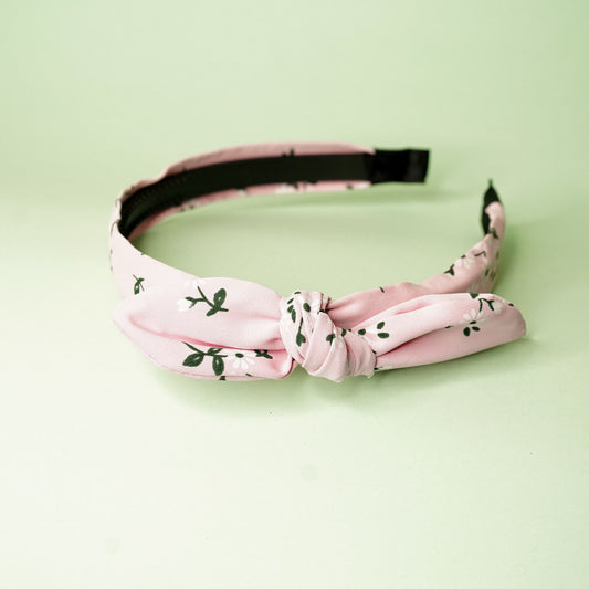 Pink printed bow headband