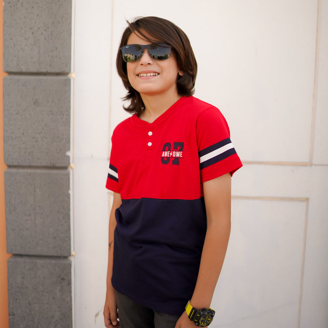 Cut & Sew Henley T-shirt