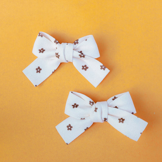 off white & brown bow hairclip