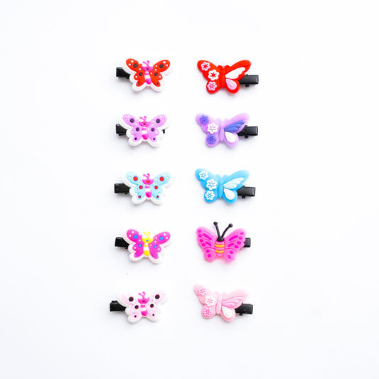 Multicolor butterfly hairclips