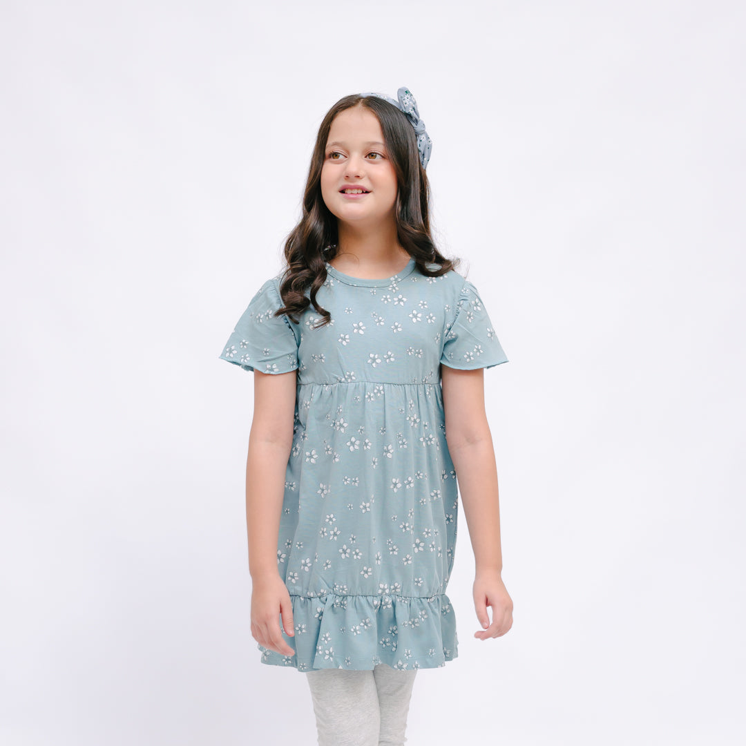 Bluish Gray Floral Dress