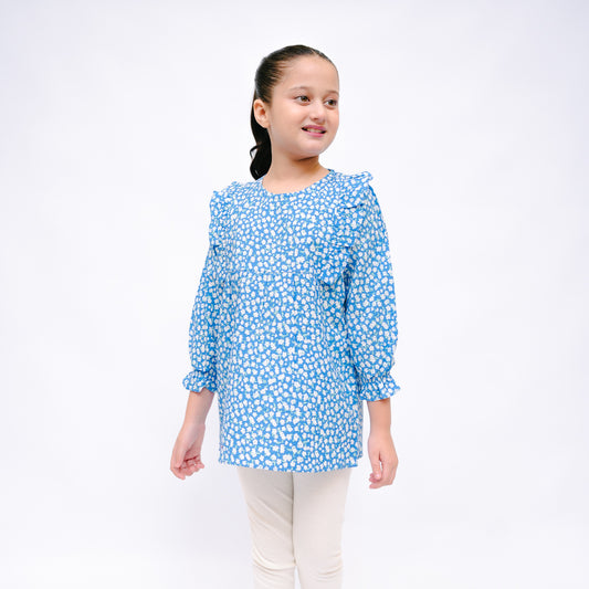 Blue Floral Printed Top