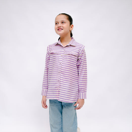 Purple & White Striped Shirt