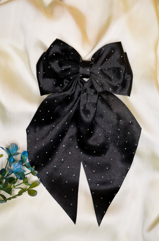 Black Beaded Premium silk long bow