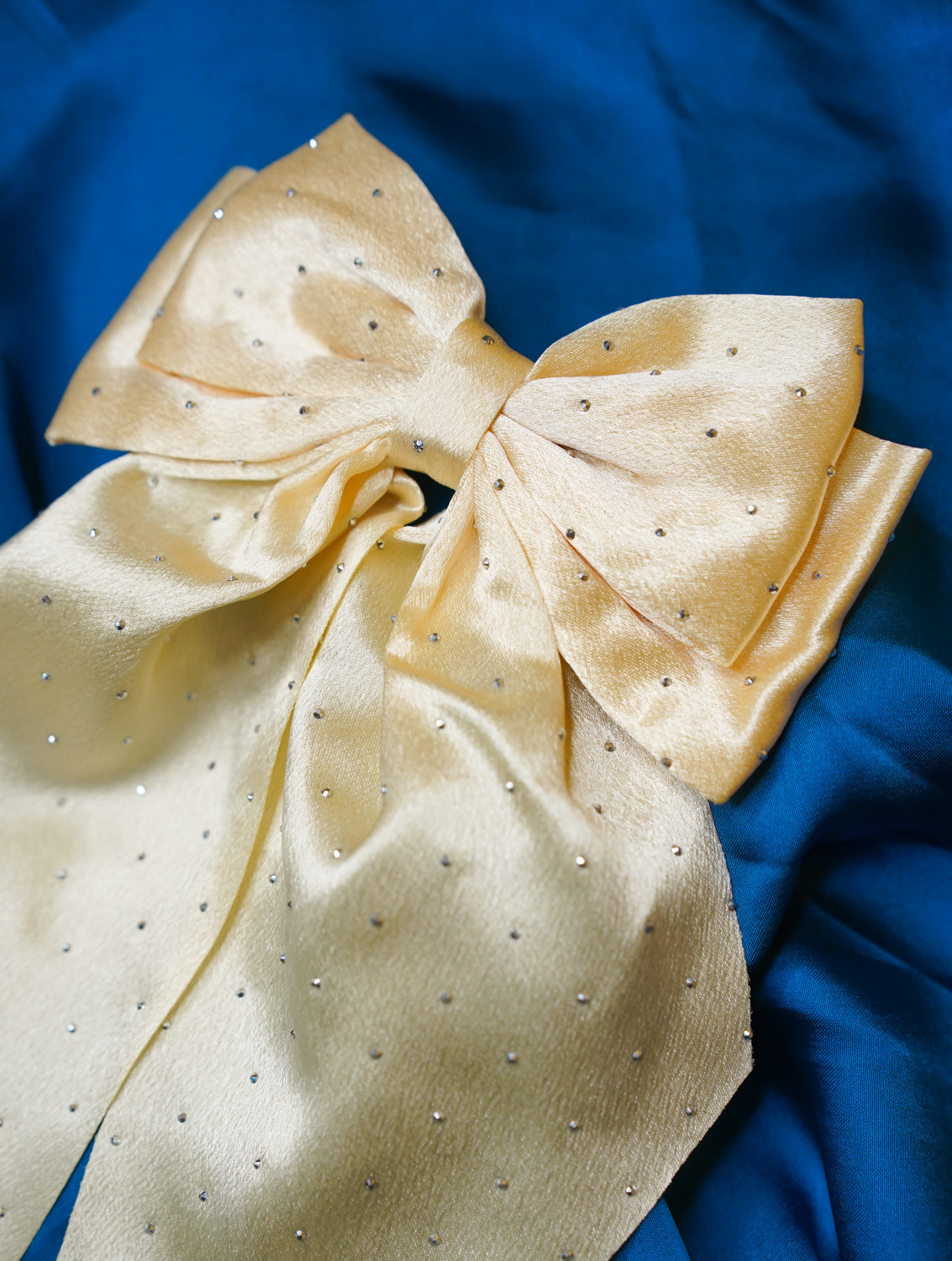 Ivory Beaded premium silk long bow