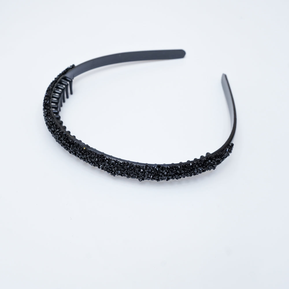 Black Headband with Black Rhinestones
