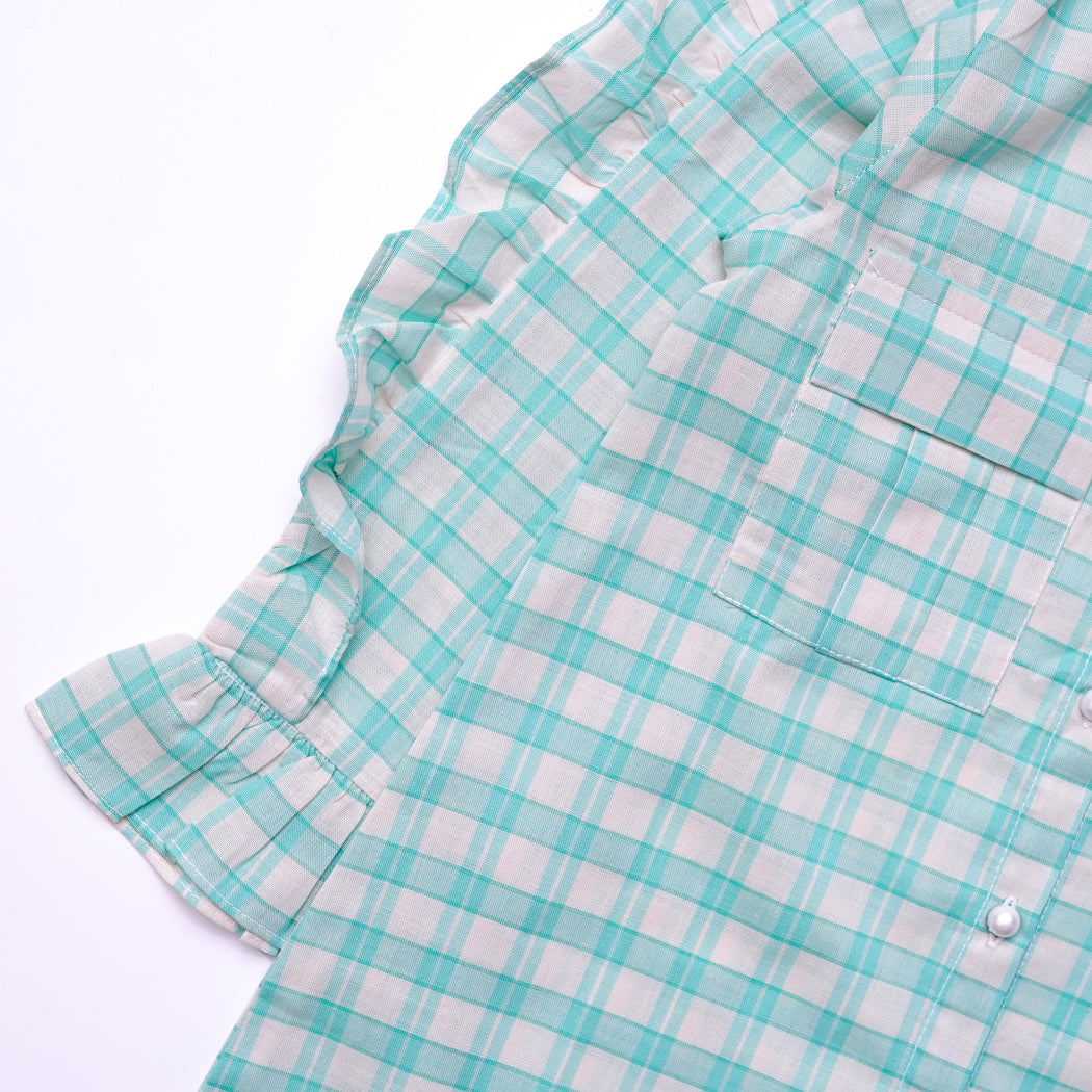 Green Check Frill Shirt