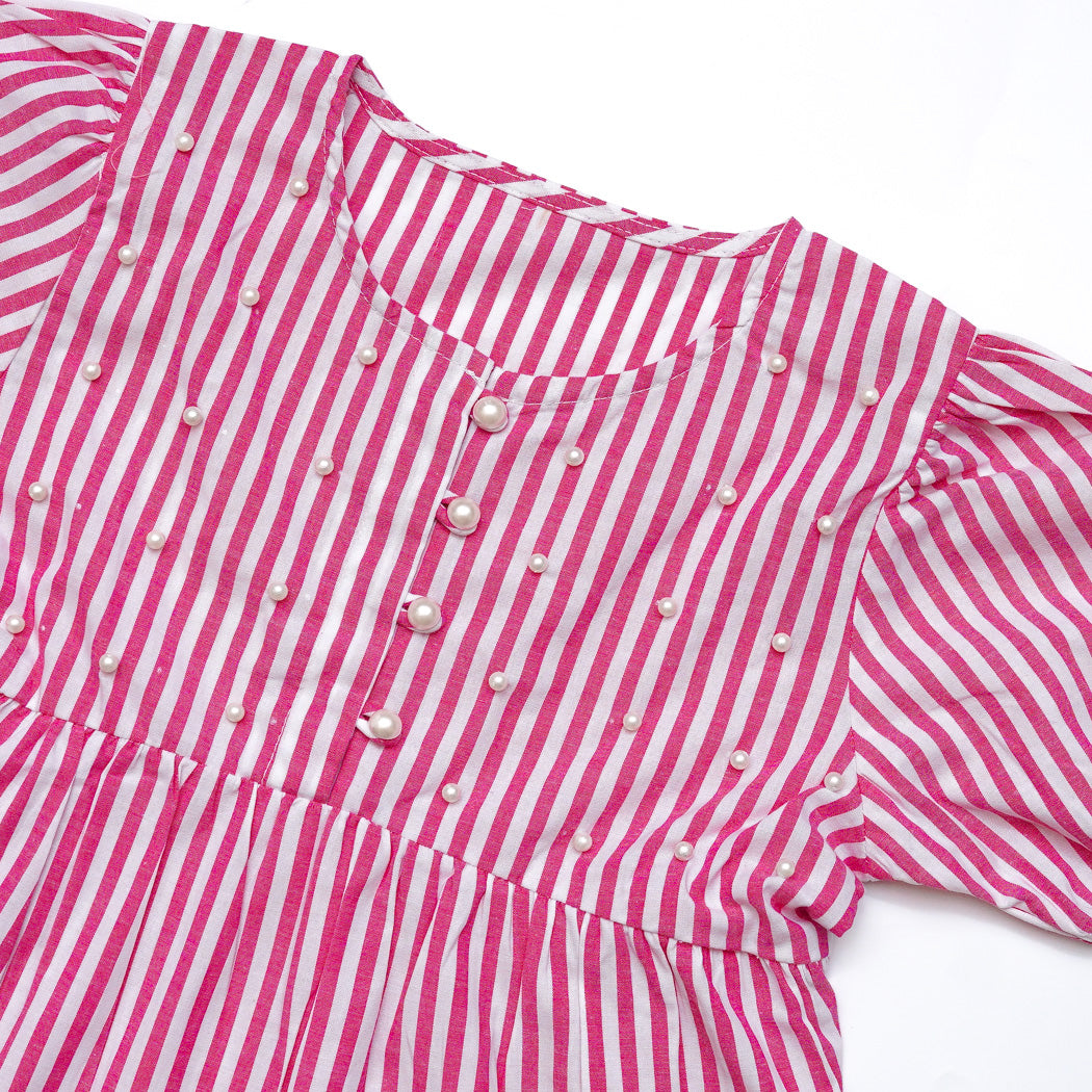 Red Striped Pearl Dress