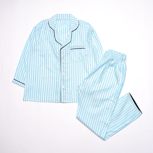 Aqua Striped Night Suit
