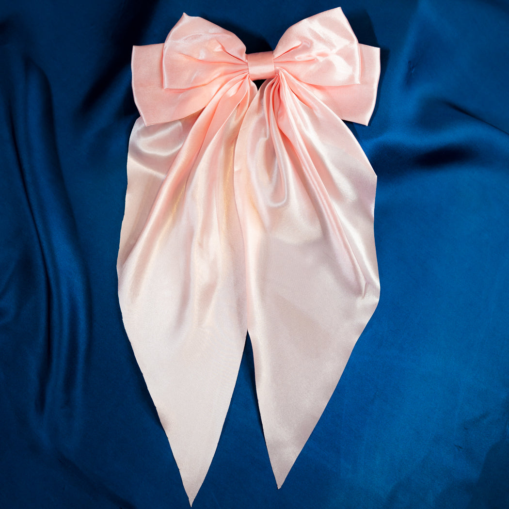 Peach double knot silk long bow