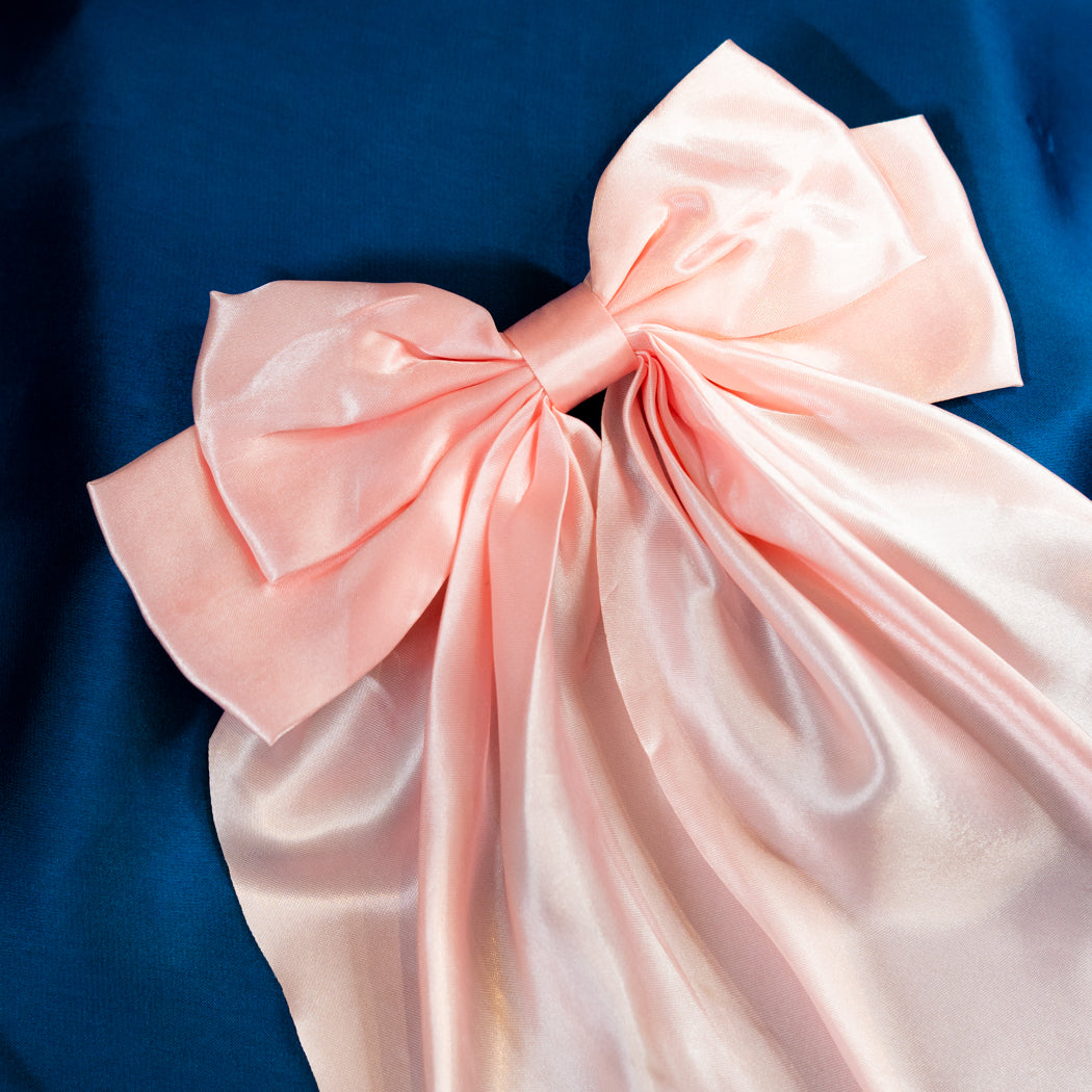 Peach double knot silk long bow