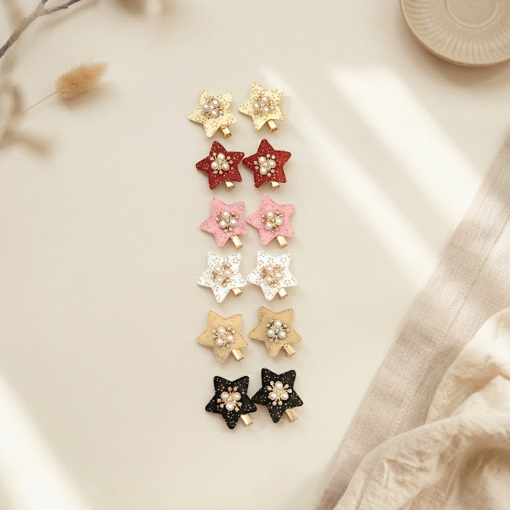 Star Rhinestone Pearl Hairclip