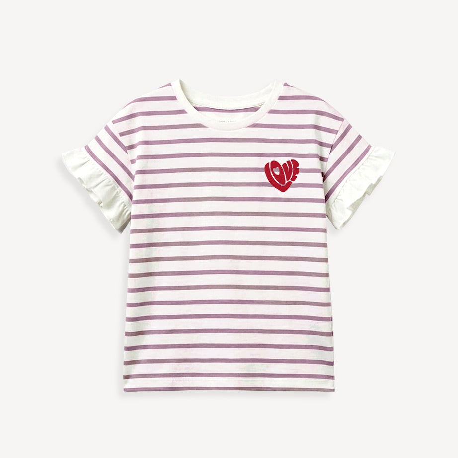 Girls Striper Frill Top