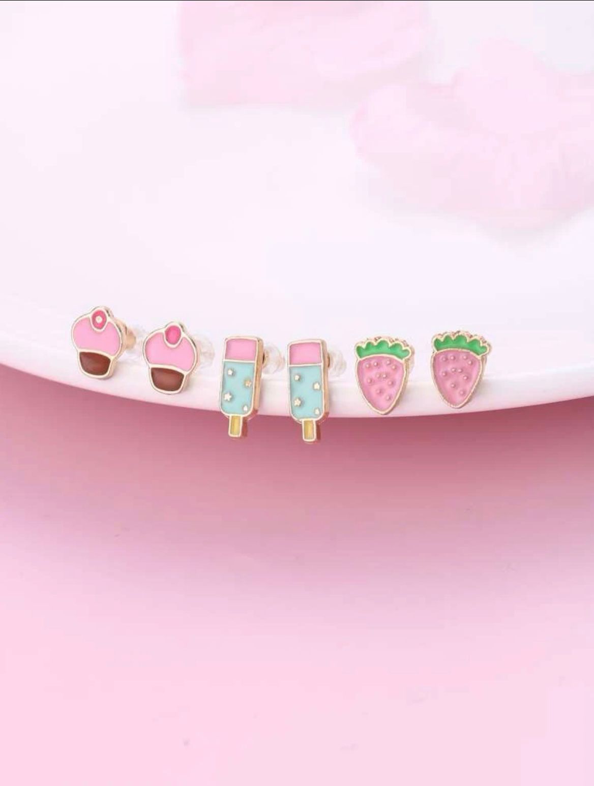 icecream & strawberry stud earings