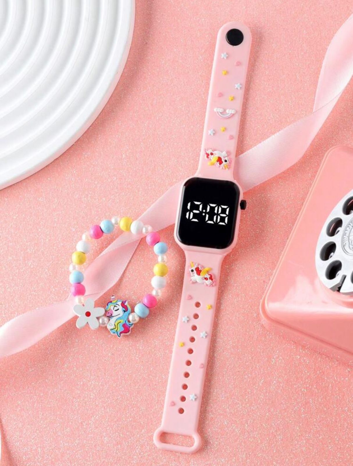 Unicorn Smartwatch with Beaded Bracelet