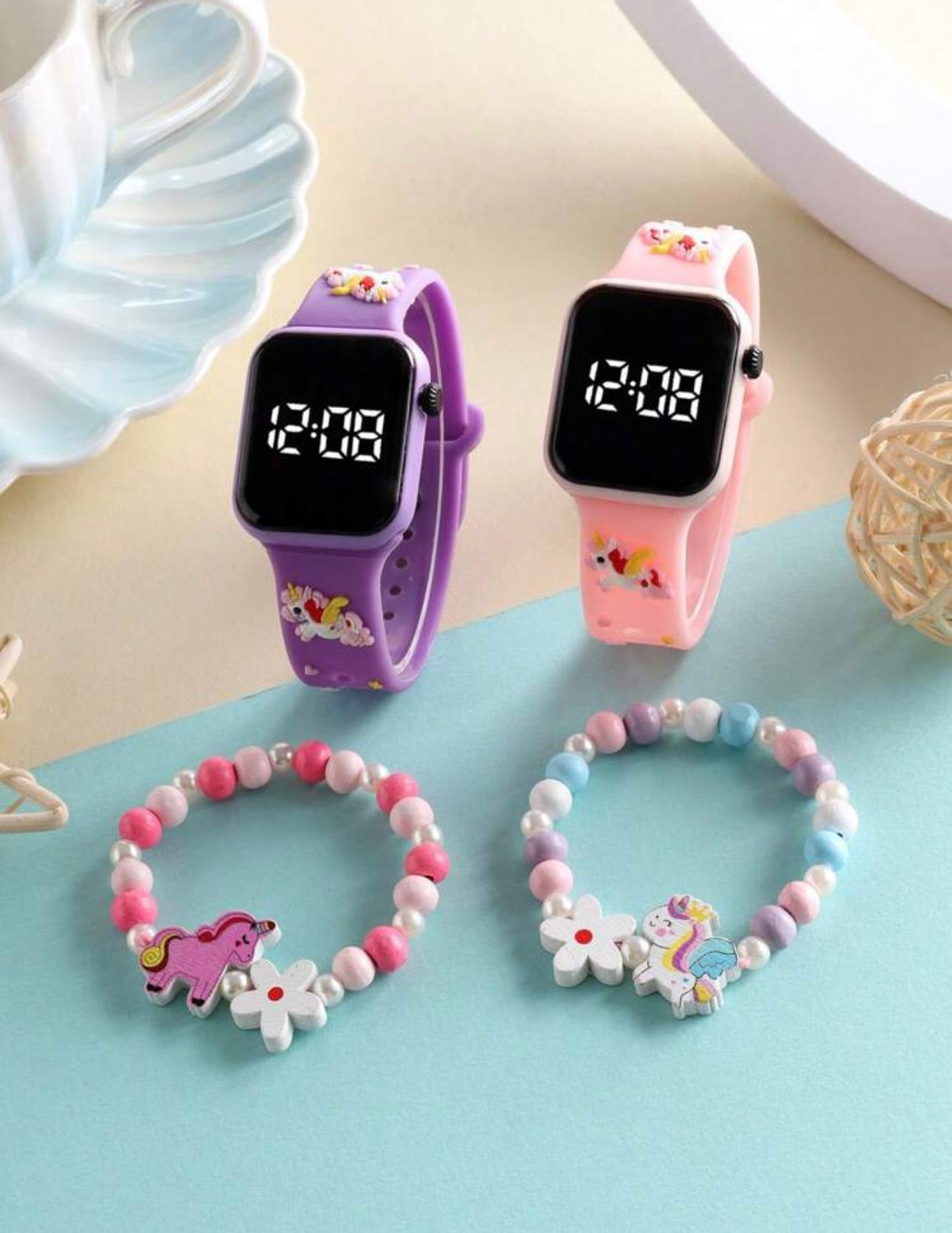Unicorn Smartwatch with Beaded Bracelet