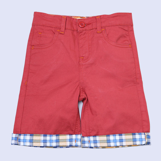 Kids Red Twill Shorts