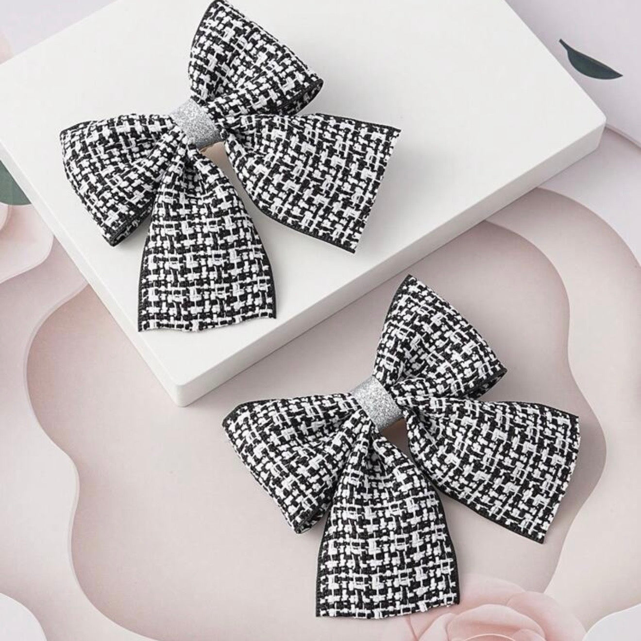 Checkered Plaid Bow Decor hairclip