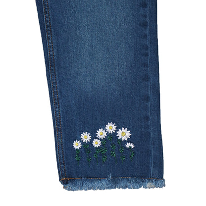 Girls Floral Embroidered Jeans