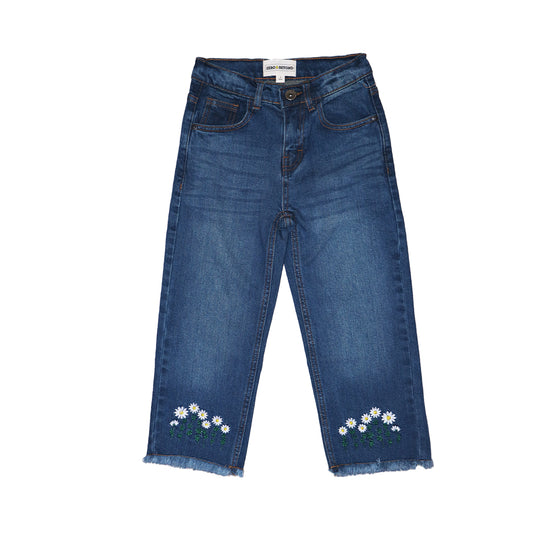 Girls Floral Embroidered Jeans