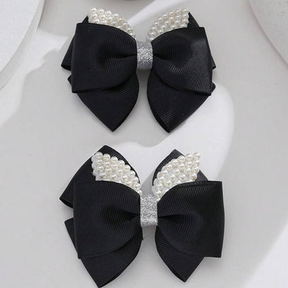 Black pearl bow decor Hairclip