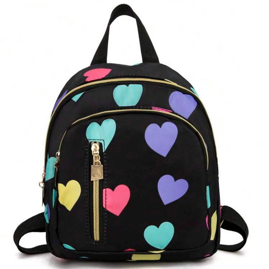 Black heart multicolour bagpack