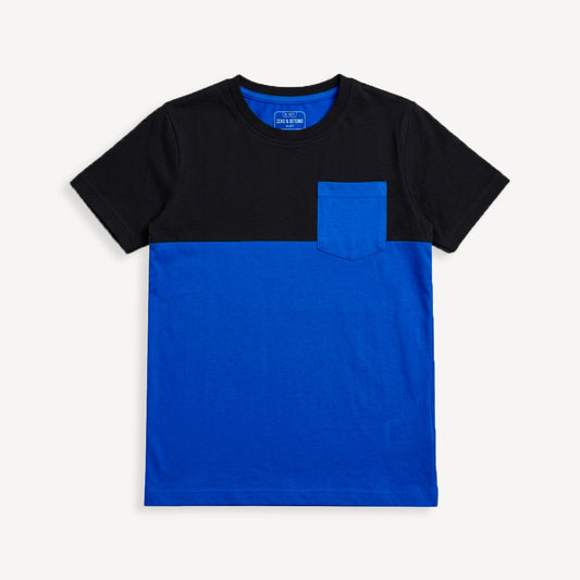 Black & Royal Blue Cut & Sew T-Shirt