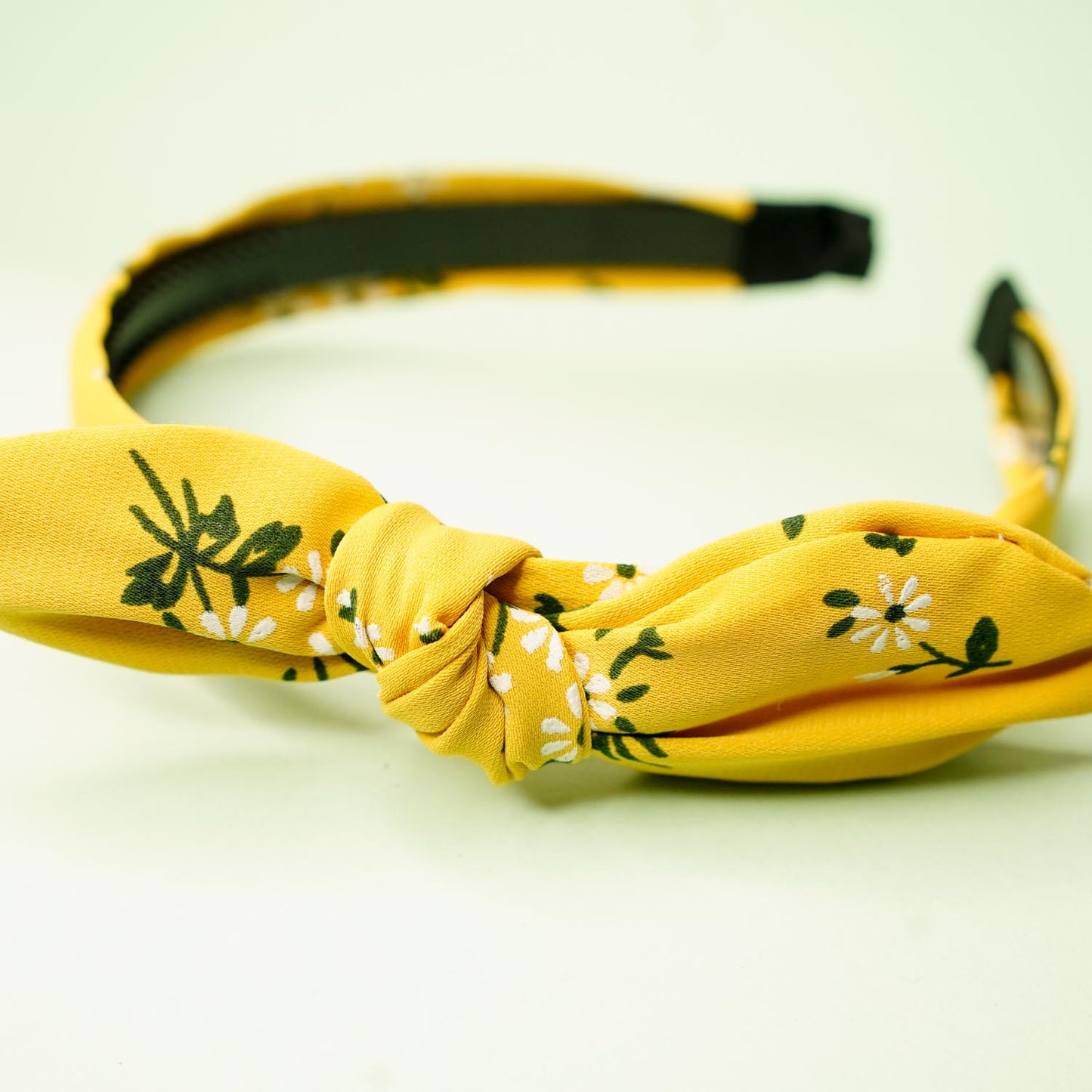 Yellow printed bow headband