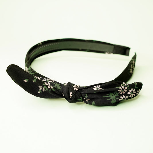 Black printed bow headband