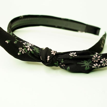 Black printed bow headband