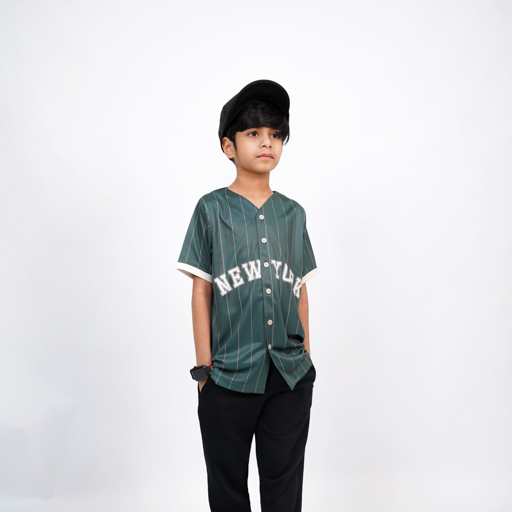 Green striped Baseball Jersey