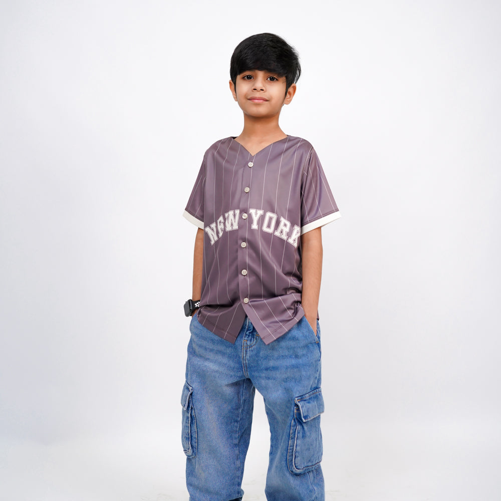 Grey striped Baseball Jersey
