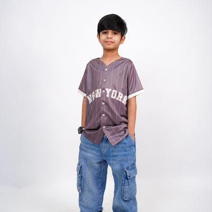 Grey striped Baseball Jersey