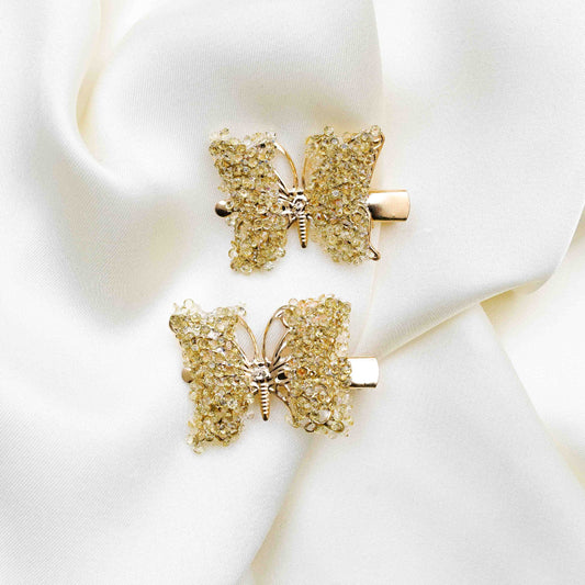 Golden rhinestone Hairclips
