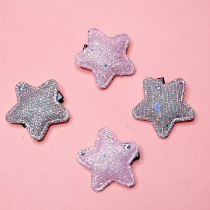 light purple & grey star theme hairclips