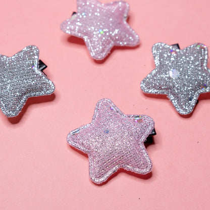 light purple & grey star theme hairclips