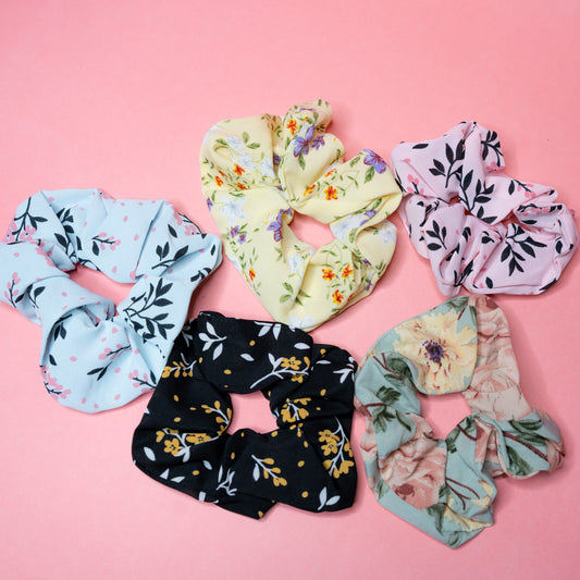 Floral Printed Scrunchies