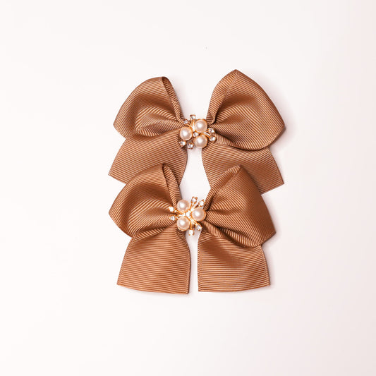 premium brown bow hairclip