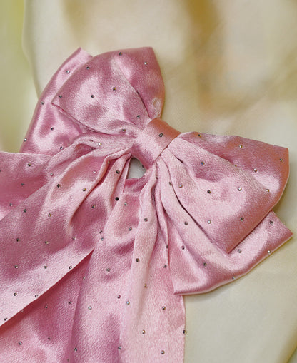 Pink premium silk long bow