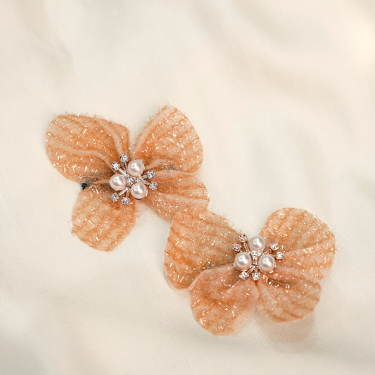 Beige Rhinestone Pearl Shimmer Hairclip