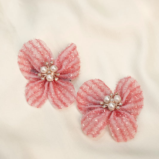 Pink Rhinestone Pearl Shimmer Hairclip