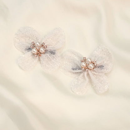 White Rhinestone Pearl Shimmer Hairclip
