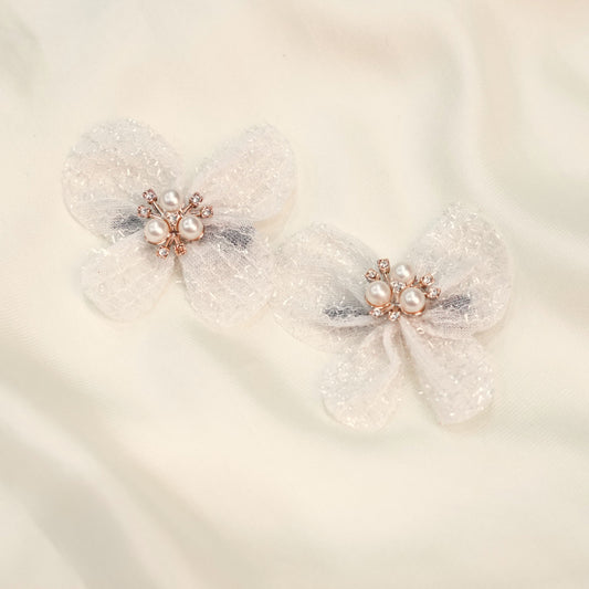 White Rhinestone Pearl Shimmer Hairclip