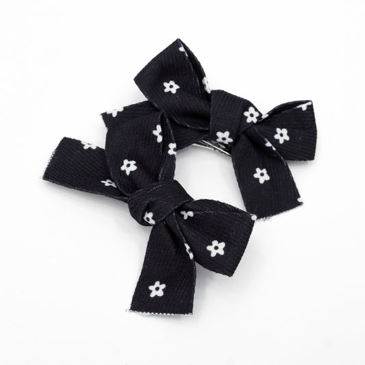 floral black bow hairclip