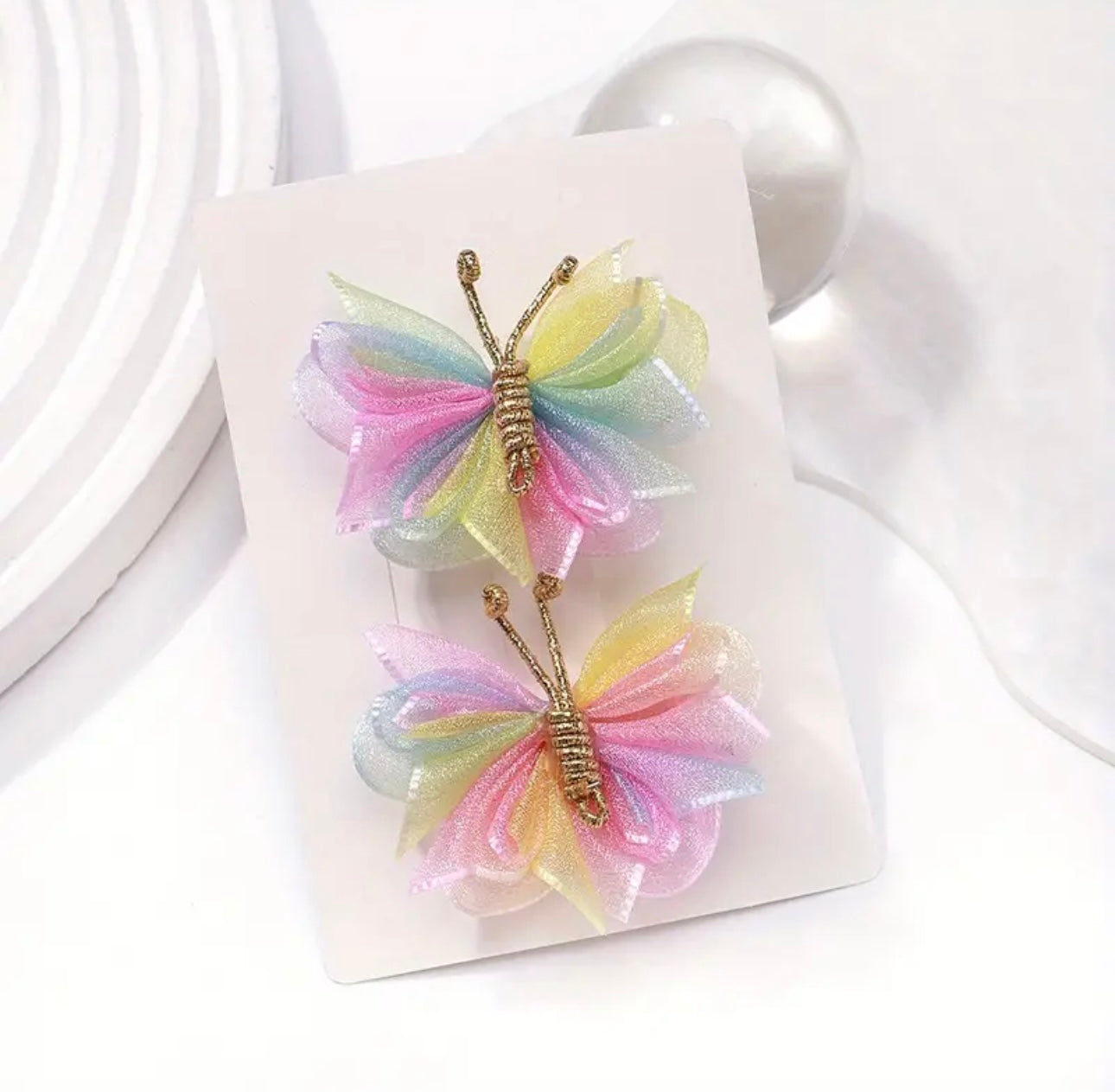 Multi colour rhinestone butterfly hairclip