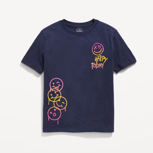 Navy Smiley Graphic T-shirt