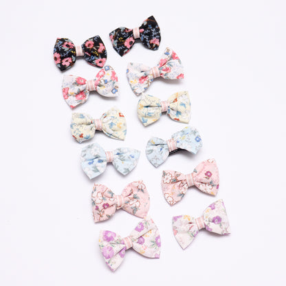 Floral-Patterned Bow Hairclips